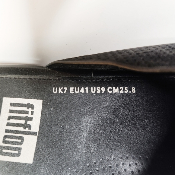 Fitflop Aix Black Perforated Nubuck Leather Slip On Slide Sandals Size 9 - Picture 4 of 9